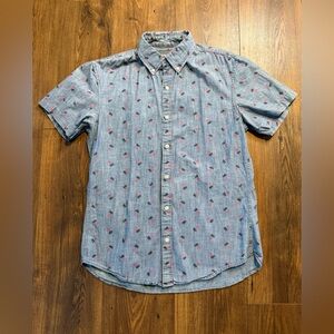 Bonobos Men's Short Sleeve Button-Down Shirt Pineapple Print Size Medium Cotton